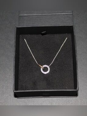 Fred Meyer Jewelers Circle Pendant Necklace - Silver with Gold Accent
